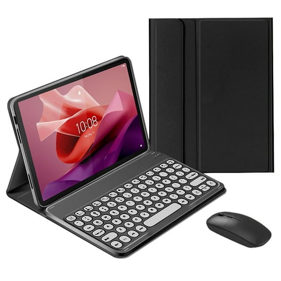 STYU Keyboard Case with Mouse Compatible with Lenovo Tab P11 (2nd Gen) 11.5" 2023 (TB350FU), Cute Round Key Detachable Wireless Keyboard & & PU  Stand Cover Case