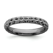 925 Sterling Silver Stackable Expressions Black-plated Ring Size: 6; for Adults and Teens; for Women and Men