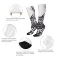 thumbnail image 4 of Bingfone Compression Socks for Women and Men Long Socks for Running Athletic Cycling Nurse-Monochrome Deer Floral, 4 of 8