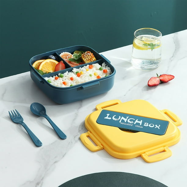 Food Grade Lunch Box, With Cutlery Bento Box Microwave Heated Office Worker Student Portable Lunch Box 1100ml for Car/Truck/Office
