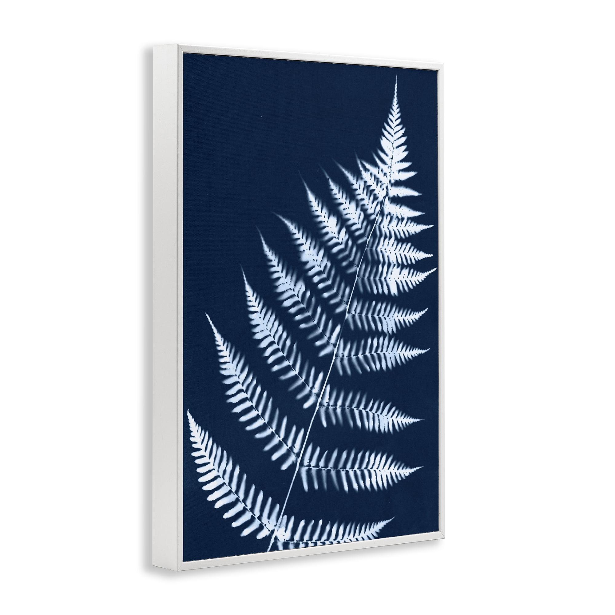 Stupell Industries Blue Fern Impression Botanical & Floral Painting White Framed Art Print Wall Art, 20 x 30