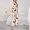 thumbnail image 3 of Yiaed Cute Sleepy Fox Print Pajamas Women's Long Sleeve Sleepwear Soft Button Down Loungewear Pjs Lounge Set Nightwear Womens Pajama Pants-XX-Large, 3 of 7