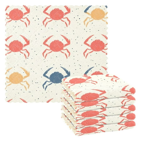 

6 Pieces of Kitchen Towels 11x11Inch Kitchen Dish Cloths Kitchen Dish Towels Reuseable Cleaning Cloths Red Crab