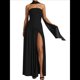 thumbnail image 3 of Vestido Tubo con Hombros Descubiertos y Diseño Lateral para Mujer, Ideal para Salir. Vestido Informal y Elegante. Negro M, 3 of 9