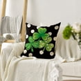 thumbnail image 5 of Sm:)e Saint Patricks Day Pillow Covers Set of 2, Black, 18x18Inch Green Shamrocks Lucky Outdoor Cushion Case for Sofa Couch, 5 of 6