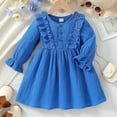 thumbnail image 4 of XEGLSBU Fall Dresses with Sleeves for Wedding Guest Toddler Girls Long Sleeve Dresses Bowknot Hollow out Princess Dress Clothes Girls Dresses Size 6X Blue-C Size 18-24 Months, 4 of 8