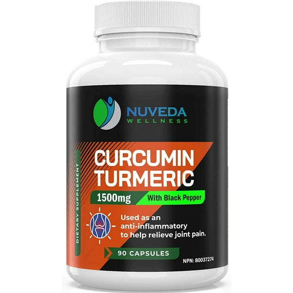 Nuveda Wellness Turmeric Curcumin with Black Pepper - 1500mg - Joint Relief Supplement – Anti-inflammatory