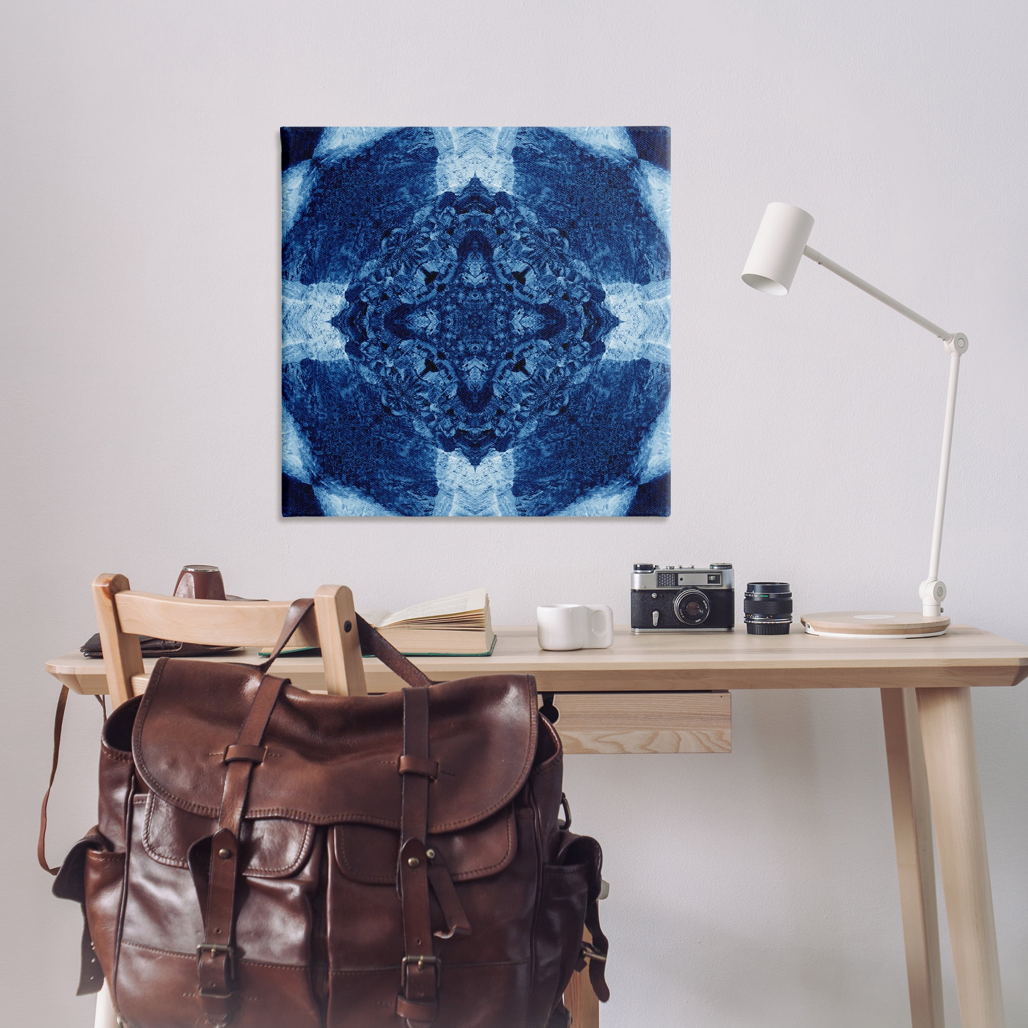 Stupell Industries Blue & White Geometric Abstract Painting Wrapped Canvas Art Print Wall Art, 36 x 36