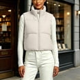 thumbnail image 5 of Smupbvky Cropped Vest for Women Zip Up Sleeveless Quilted Jacket Lightweight Mock Neck Winter Outerwear for Layering (M, Beige), 5 of 7
