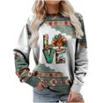 thumbnail image 2 of Nouveaux Hauts pour Femmes 2023 Grande Taille Mode Col Rond Manches Longues T-Shirt Automne Imprimé Blouse Ample Hauts Manches Longues pour Femmes, 2 of 5