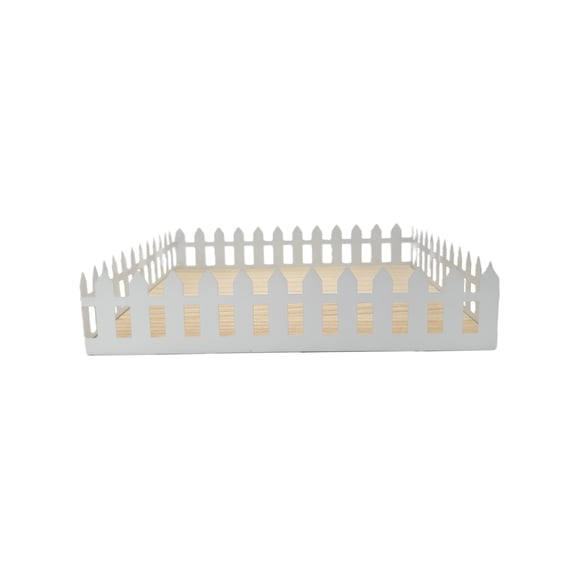 12" White Metal Picket Fence Tray by Ashland - Spring Home Decor
