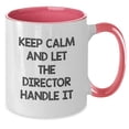 thumbnail image 2 of Funny Director Gifts, Keep Calm And Let The Director Handle It, Two Tone Coffee Mug, Graduation Unique Gifts from Men to Director, 2 of 4