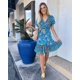 thumbnail image 5 of Mini vestido de playa con cuello en V y estampado floral bohemio con volantes y volantes para mujer Zhivalor WRQX-20-1, 5 of 7