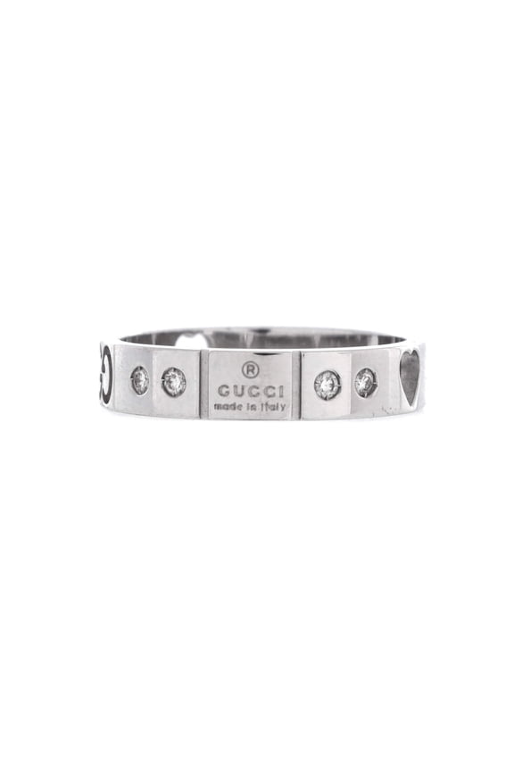 Pre-Owned Icon Amor 10 Diamonds Heart Band Ring 18K Rose Gold and Diamonds Thin By Rebag
