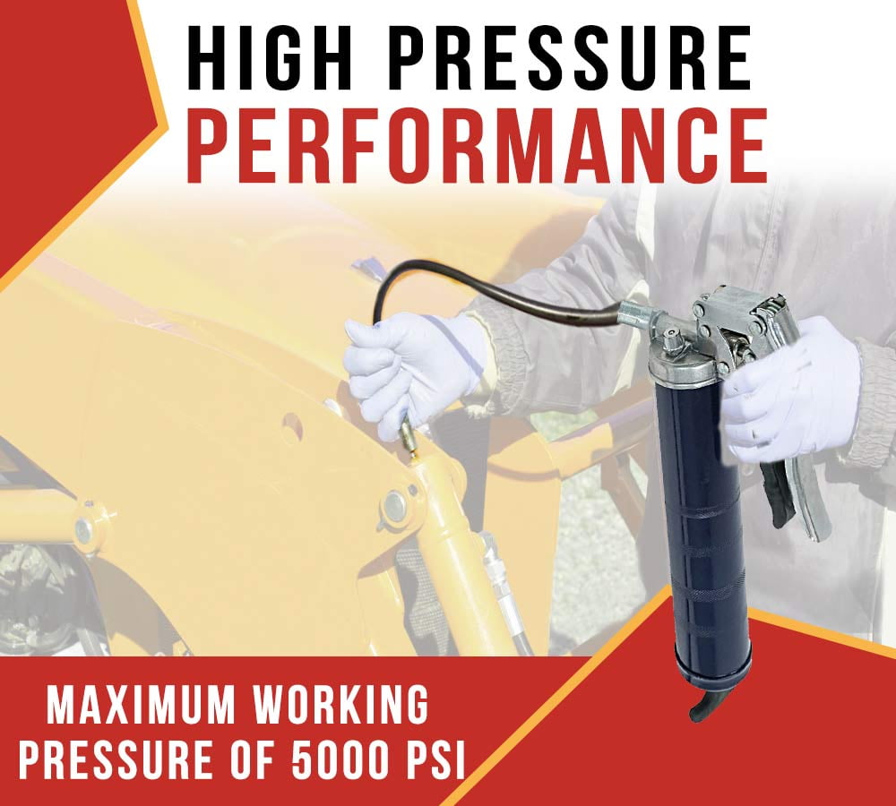 (2 Pack) Pistol Grip Grease Gun, 5000 PSI, 18" Hose, Capacity, 16oz Bulk/ 14oz Cartridge