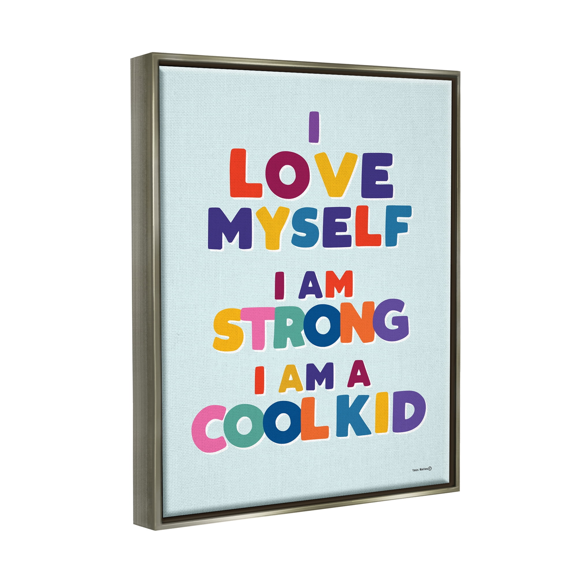 Stupell Industries Kid's Self-Esteem Phrases Inspirational Painting Gray Floater Framed Canvas Art Print Wall Art, 25 x 31
