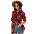 thumbnail image 4 of Siliteelon Womens Flannel Shacket Button Down Plaid Long Sleeve Casual Business Blouse Top Fall Winter Outfits, 4 of 6