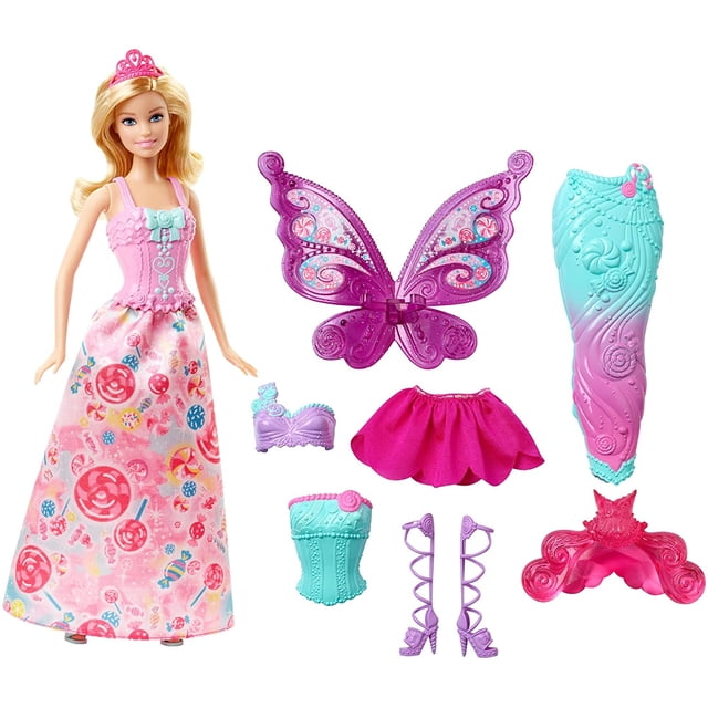 Muñeca Barbie con trajes y Accesorios para 3 personajes de cuento de hadas regalo para 3 a 7 años