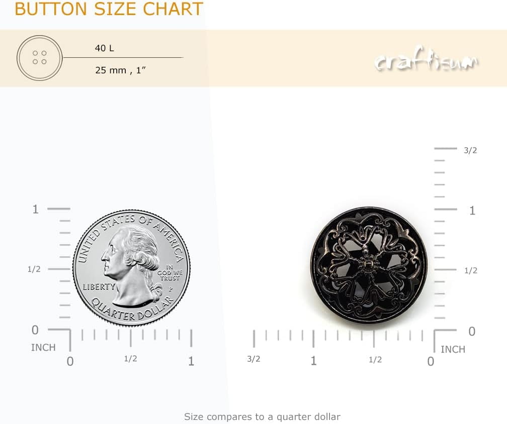 ABPETE Buttons,Vintage Metal Sew-On Buttons 20pcs - 40L (1" / 25mm) Openwork Carved Design for Double-Breasted Coats & Peacoats,Retro Hollow-Circle Buttons