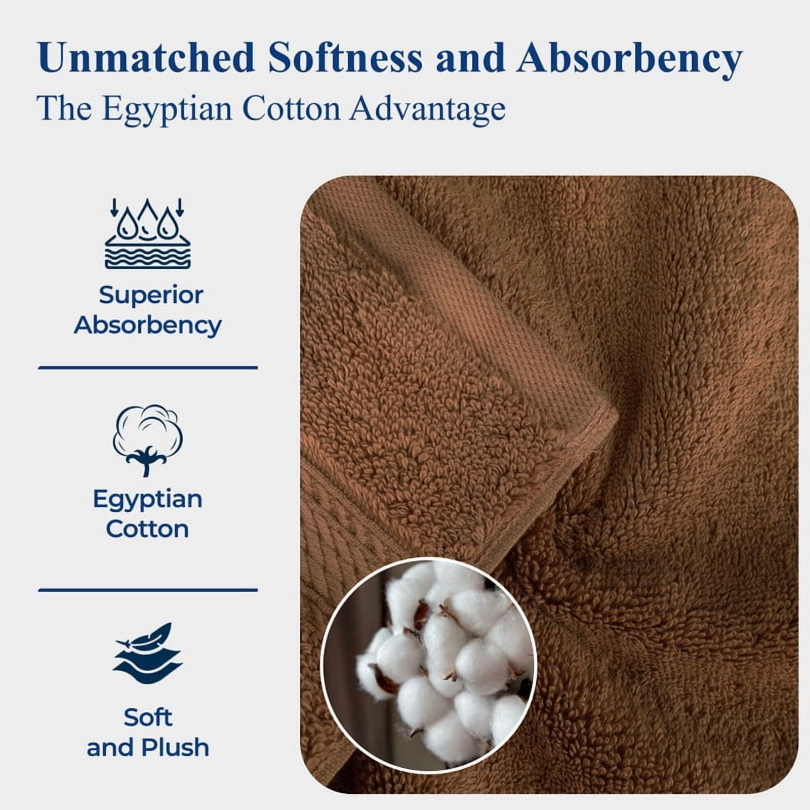 Superior 800 GSM Egyptian Cotton Heavyweight Bath Towel Set of 4, Chocolate
