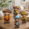 thumbnail image 6 of 4 Pcs Whimsical Highland Cow Figurine Set, Lovely Farmhouse Four‑Season Cow Collection, Unique Highland Cow Gifts For Shelf And Mantel Display, 6 of 7