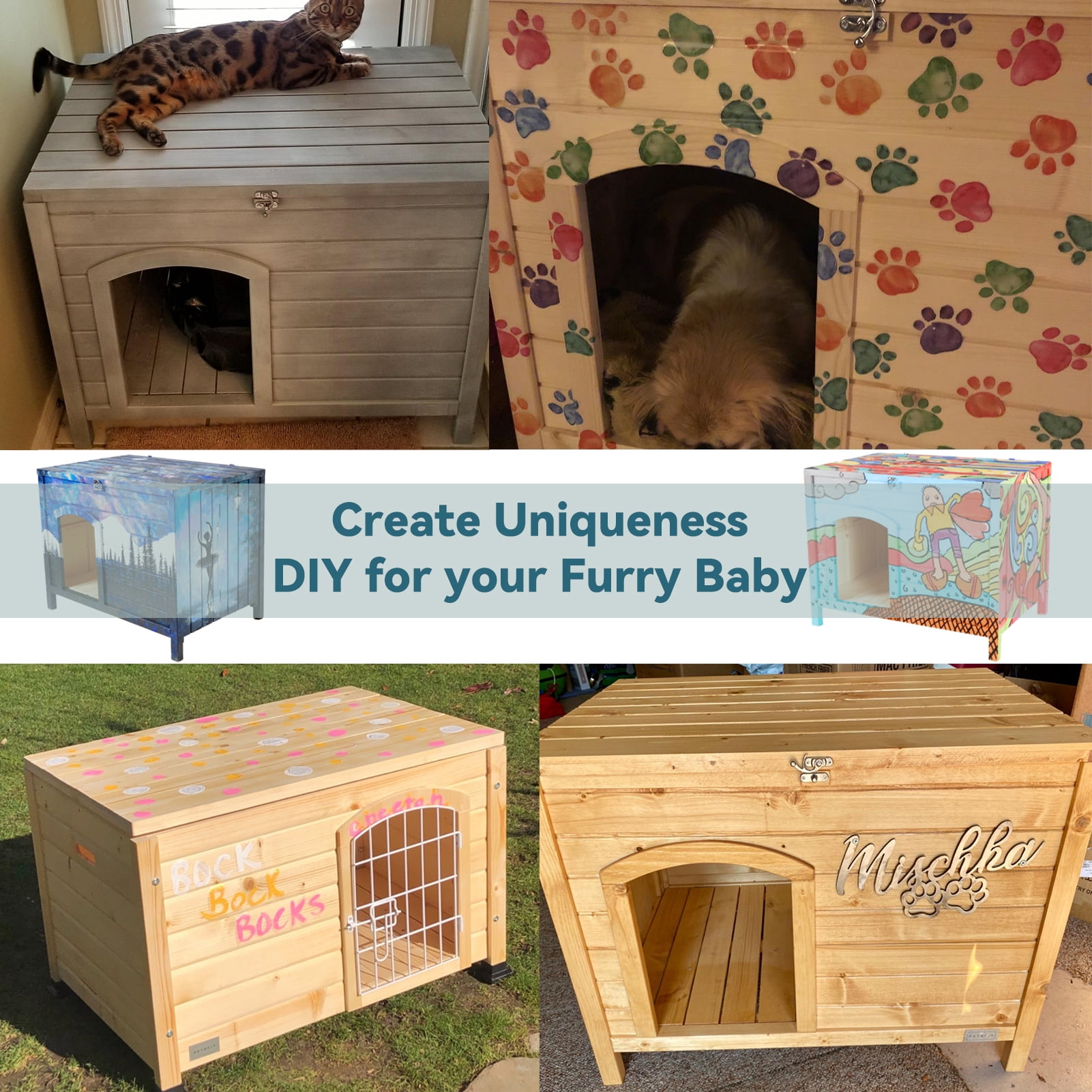 Petsfit Folding Cat House, No Tools Required for Assembly, Cat house Furniture, Indoor  Dog House for Small Dog, 30" L×21" W×24.5" H.