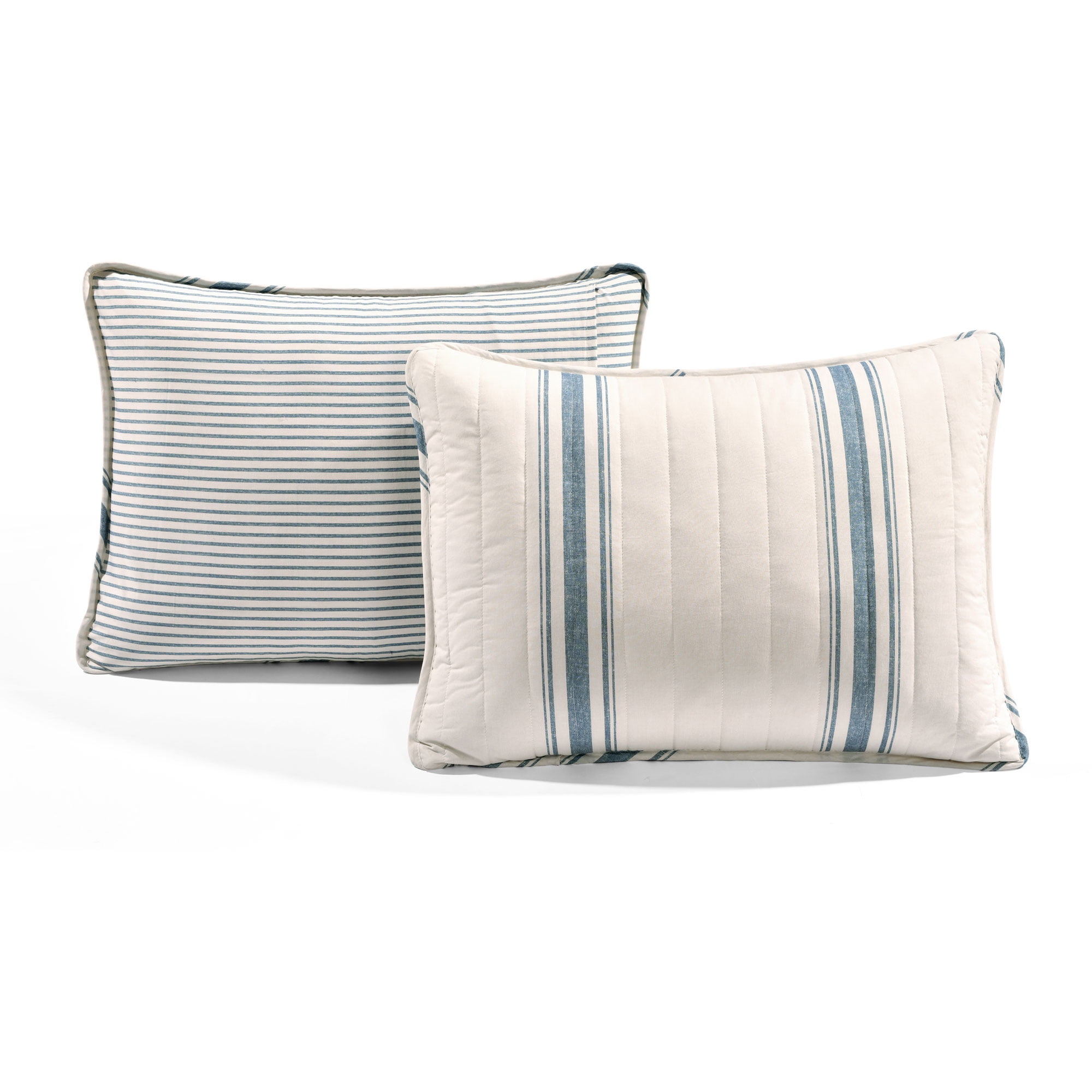 Lush Decor Farmhouse 460 Thread Count Striped 3 Piece Quilt Sets, Full/Queen With Quilt, Pillow Shams