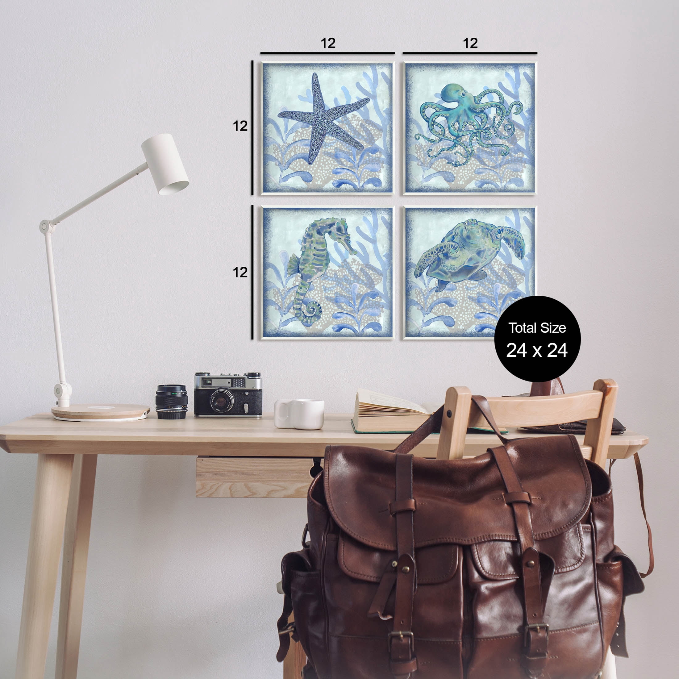 Maritime Underwater Sea Life Reef Animals & Insects Graphic Art Unframed Art Print Wall Art, Set of 4