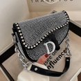 thumbnail image 2 of Bolso de hombro con cadena gruesa para mujer, bolsa de sillín con diamantes brillantes, diseño de moda para llevar axila Fivean unisex, 2 of 2