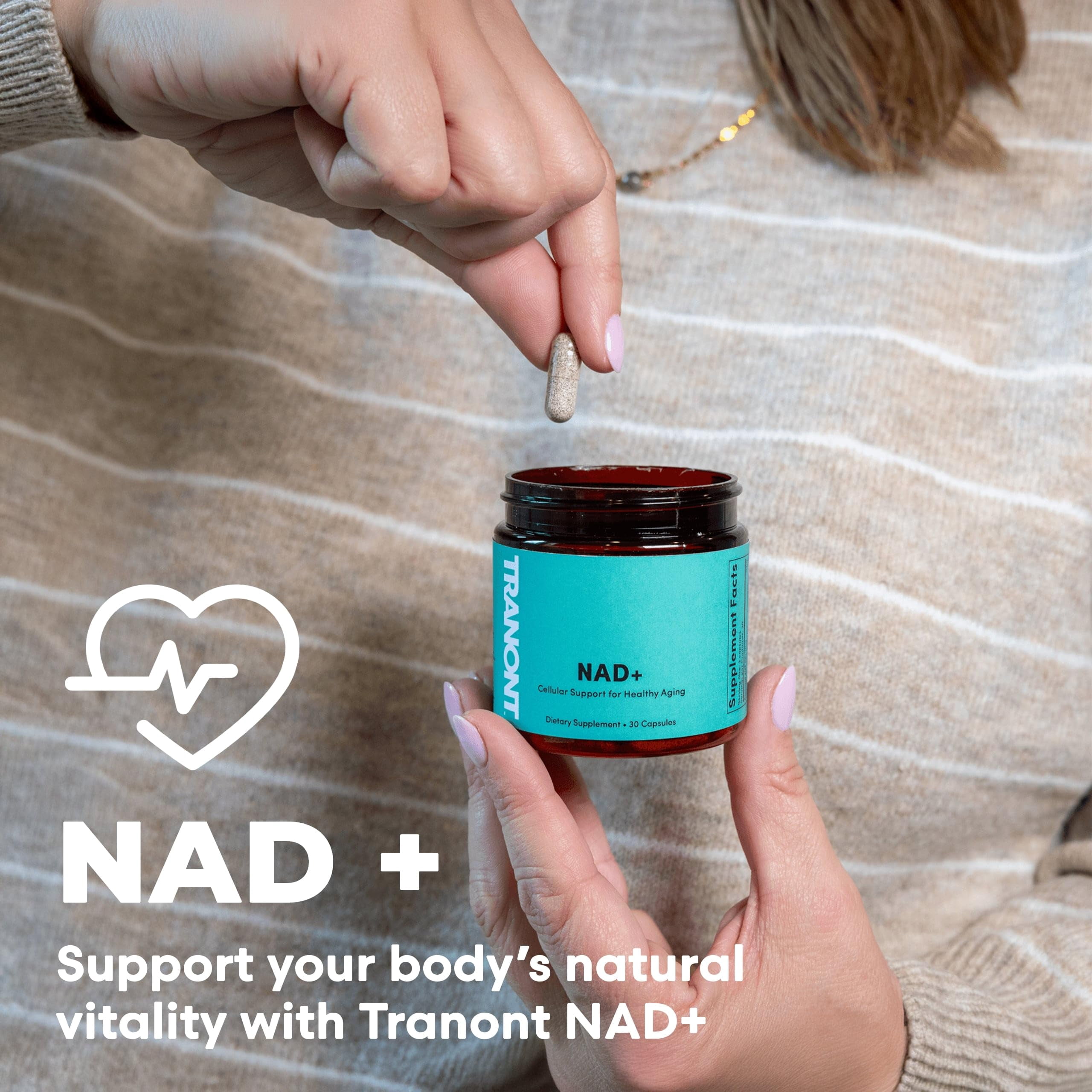 Tranont NAD+ Supplement, 30 Vegan Capsules, Supports Cellular Energy & Healthy Aging