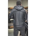 thumbnail image 5 of New Arrival Men's Winter Smart Casual Coat Genuine Sheepskin Shearling Leather Jacket with Hooded Natural Real Wool Liner Black, 5 of 8