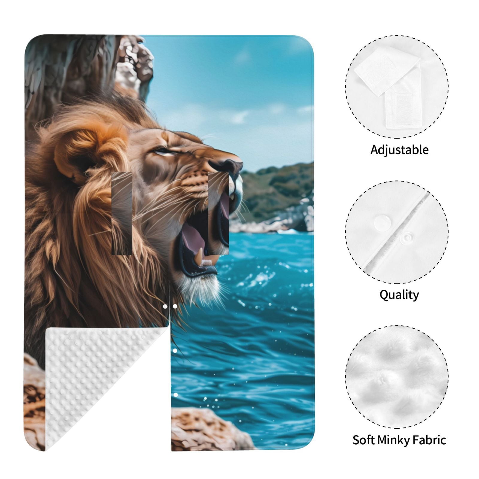 Naloa Ice Blue Coastal Lion Baby Car Seat Cover, Breathable Baby Carrier Cover, Multiuse Baby Carrier Cover & Nursing Breastfeeding Cover