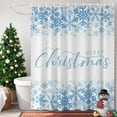 thumbnail image 4 of Shower Curtain 72"W x 96"L Merry Christmas Winter Blue Snowflakes Fabric Shower Curtains Set with Hooks Water Repellent Bathroom Curtains Machine Washable Bathroom Accessories, 4 of 9
