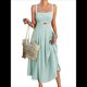 thumbnail image 2 of Vestido Midi de Verano con Tirantes Finos, Botones y Lazo Frontal para Mujer, Estampado Floral Verde L, 2 of 10