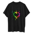 thumbnail image 5 of Midsumdr Pride Shirt Best Gift for Your Lover,Fashion Womens Heart Shape Rainbow Print Short Sleeves T-Shirt LGBT Equality Tees Summer Valentine's Day Casual Short Sleeve Tops, 5 of 7
