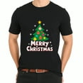 thumbnail image 3 of Christmas Tree Merry Print Holiday Party Wear Black Graphic T-Shirt for Men and Women, 3 of 4