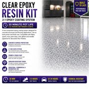 Colored Epoxies Clear Epoxy Resin and Hardener Kit, 2:1 Mix Ratio, Garage Coatings, Flake Floors, Metallic Epoxy Flooring, Clear, 1.5 Gallon Kit