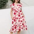 thumbnail image 5 of Zpanxa Robes Florales pour Filles Été Manches Courtes Manches Volantées Col Rond Imprimé de Fleurs Taille Poche Robe Superposée Polyester Spandex Multicolore 12-13 Ans, 5 of 5
