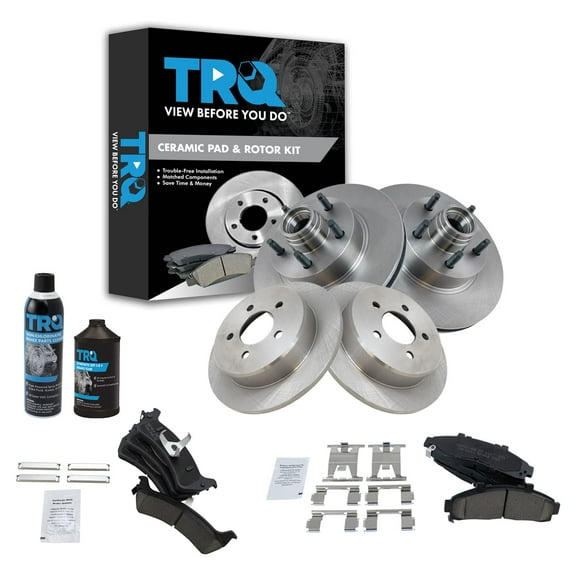 TRQ Front & Rear Ceramic Brake Pad & Rotor Kit w/Chemicals for Ford Explorer 2wd BKA15904