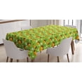 thumbnail image 1 of Acorn Tablecloth, Hearts Leaves and Nuts Love Nature Themed Autumn Oak Seeds, Rectangular Table Cover for Dining Room Kitchen, 52 X 70 Inches, Apple Green Brown and Earth Yellow, by Ambesonne, 1 of 3