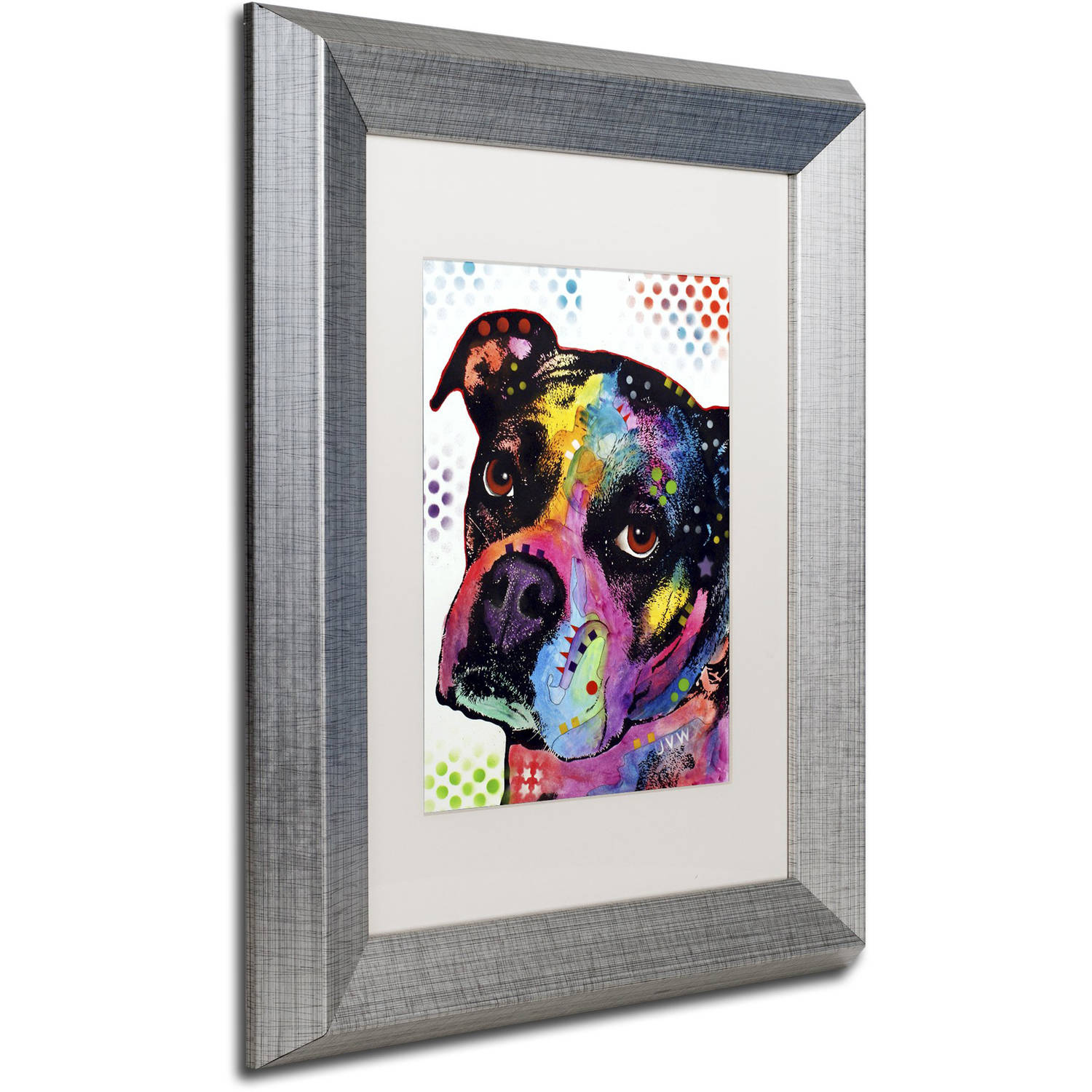 Trademark Fine Art "Young Boxer" Canvas Art by Dean Russo, White Matte, Silver Frame