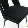 thumbnail image 5 of UHOMEPRO Dining Chair Set of 2, Modern Upholstered Velvet Kitchen Chairs Set, Armless Side Chair with Nailhead Trim and Metal Legs for Living Room Kitchen, Black, 5 of 7