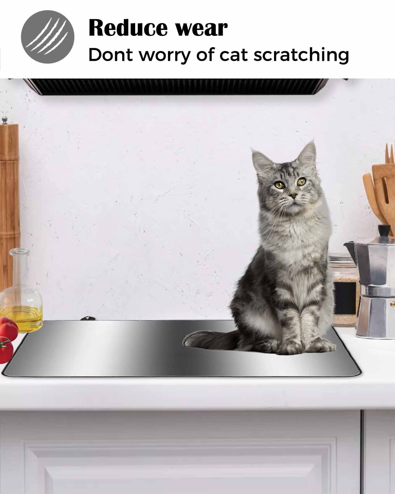 nqOlkjepod Large Induction Cooktop Protector Mat 24"x21", Gray White Stove Top Covers for Electric Stove, Modern Gradient Geometric Decorative Stove Burner Cover Mats, Glass Top Stove Cover