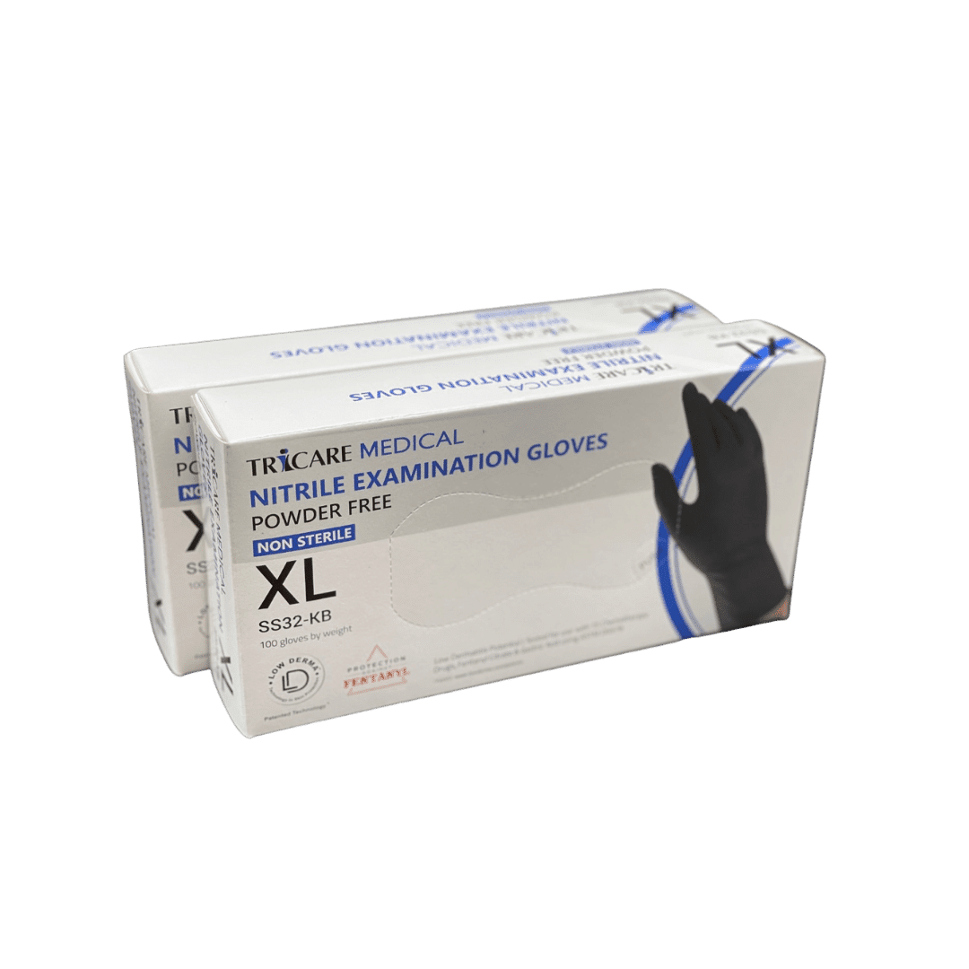 TRICARE Medical Nitrile Gloves, xLarge, 200 Count, Berry Black, Powder and LatexFree, 3.5 Mil