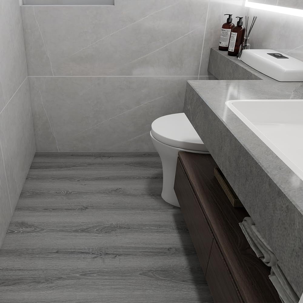 Wood Grain Peel And Stick Floor Tiles - 11.8" Width  Full Roll Length Of 394" Versatile Design For Any Space Ashline Rustic Self Adhesive Vinyl Flooring Waterproof Non-slip Features