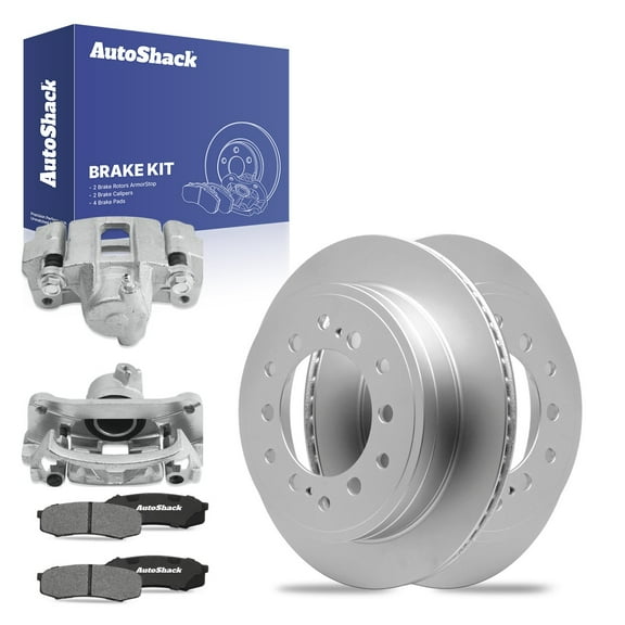 AutoShack Rear Brake Rotors Ceramic Brake Pads Calipers | Replacement for 2010-2023 Toyota 4Runner 2010-2023 Lexus GX460 2.7L 4.0L 4.6L V6 V8 4WD AWD RWD | Coated | 8-PC Brake Kit | ArmorStop