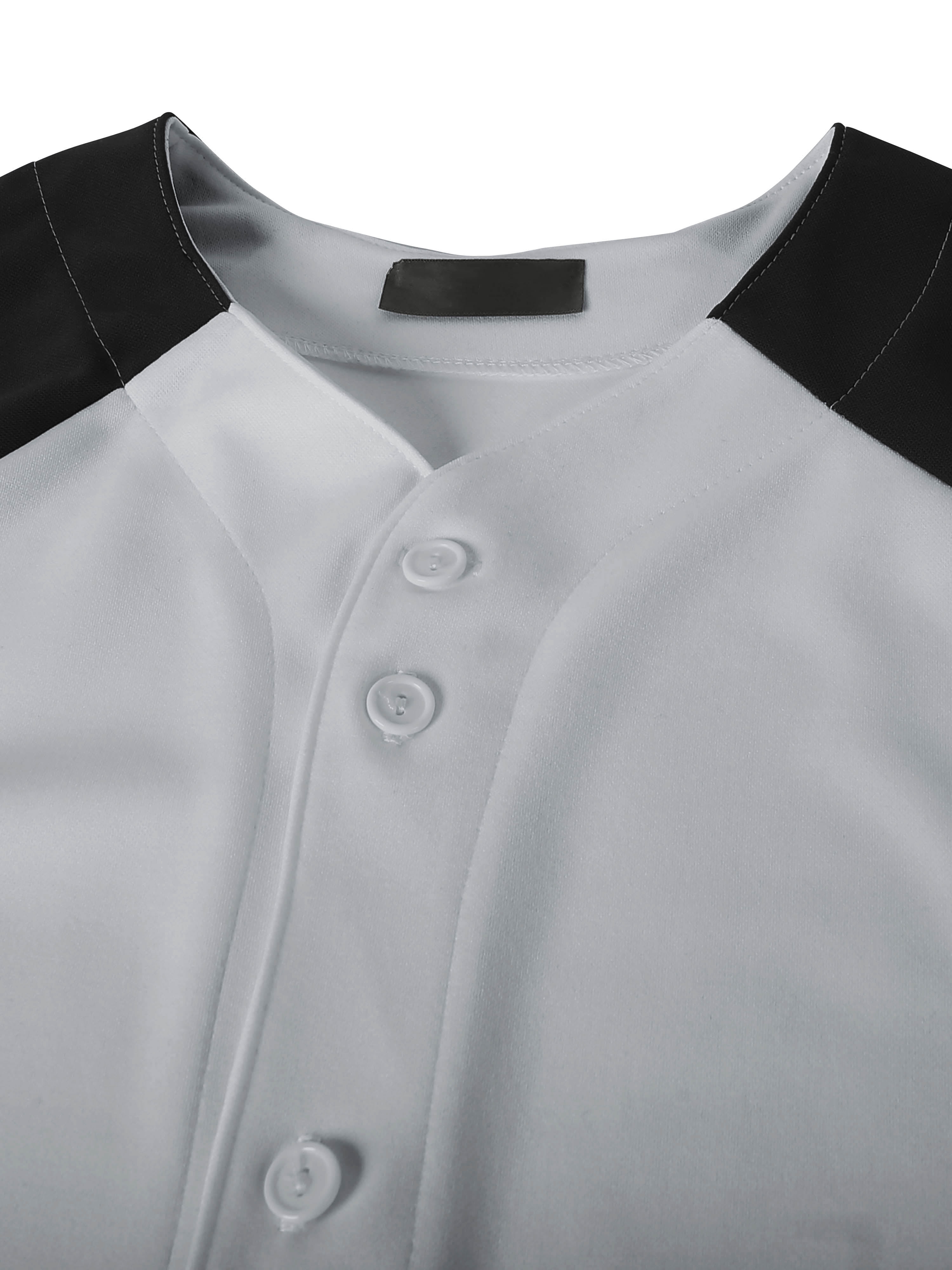 Ma Croix Men's Hip Hop Baseball Tee Button Down Street Inspired Sport Fit Two Tone Raglan Jersey