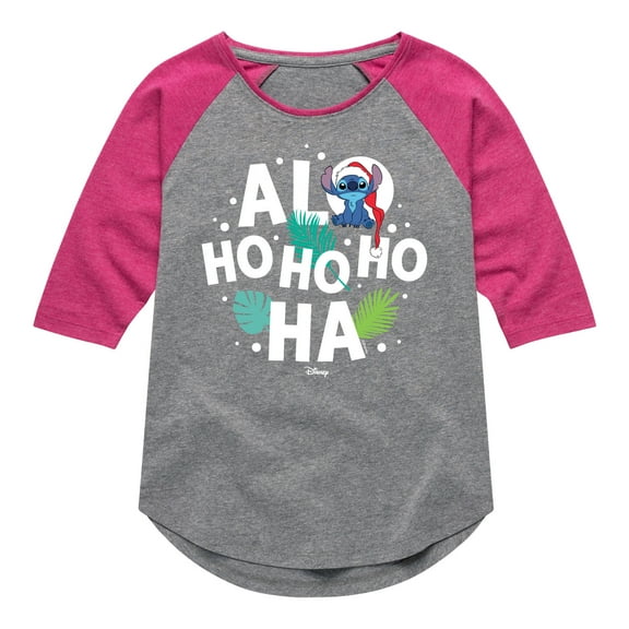 Lilo & Stitch - Alo Ho Ho Ho Ha - Girls Shirt Tail Raglan