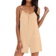 thumbnail image 4 of Summer Rompers for Women 1 Piece Belt Spaghetti Strap Ruched Sleeveless Shorts Loose Comfy Jumpsuit Outfits, 4 of 6