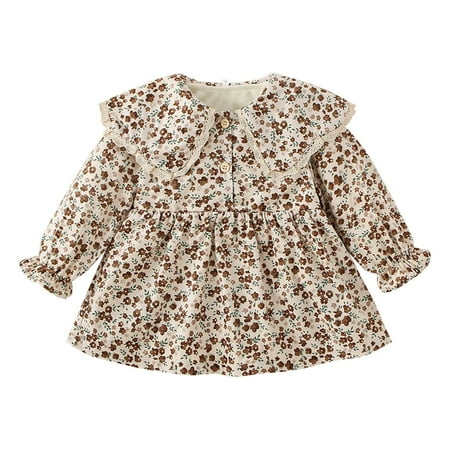 

Children Girl s Dress Long Sleeve Flowers Prints Corduroy Dresses Clothes Cute Lovely Children